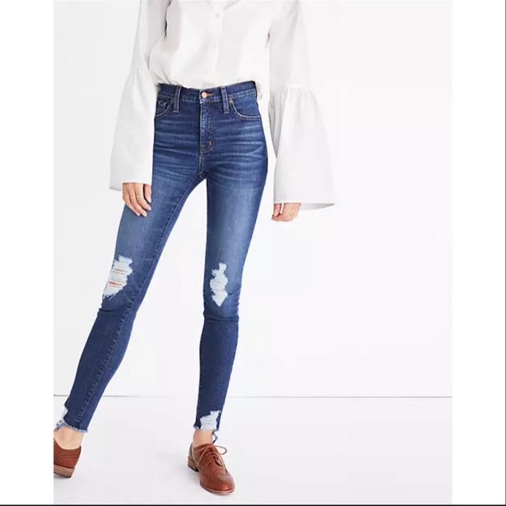 Madewell 9” High Rise Skinny Jeans Destructed Edition Size 25